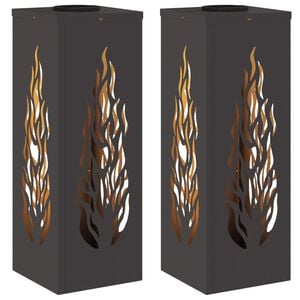 vidaXL Luz Solar LED de Caminho 2 pcs Preto A&ccedil;o Laminado a Frio