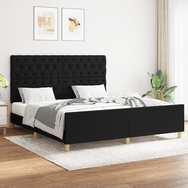 vidaXL Estrutura de cama sem colch&atilde;o 160x200 cm tecido preto