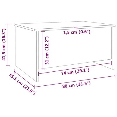 vidaXL Mesa de centro 80x55,5x41,5cm derivados de madeira sonoma cinza