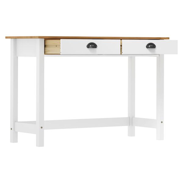 vidaXL Mesa consola Hill c/ 2 gavetas 110x45x74 cm pinho maci&ccedil;o