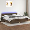 vidaXL Cama box spring c/ colch&atilde;o/LED 200x200cm tecido castanho-escuro