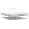 vidaXL Estrutura de cama com cabeceira e p&eacute;s 183x213 cm metal branco