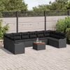 vidaXL Conjunto de Sof&aacute; de Jardim com almofada 11 pcs Preto vime PE