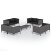 vidaXL 9 pcs conj. lounge jardim c/ almofad&otilde;es vime PE cinzento-escuro