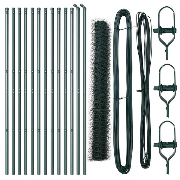 vidaXL Poste de Cerca Verde 25 x 1 m (malha de 50 mm) A&ccedil;o