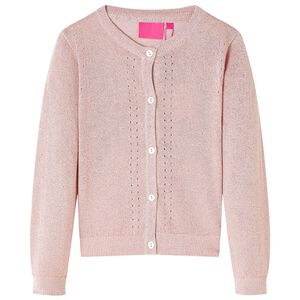 vidaXL Cardig&atilde; de malha para crian&ccedil;a rosa-suave 92