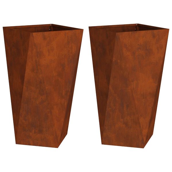 vidaXL Floreira 2 pcs Ferro Enferrujado 40 x 40 x 75 cm