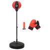vidaXL Conj. bola boxe c/ luvas e bomba ajust&aacute;vel em altura 81-122 cm