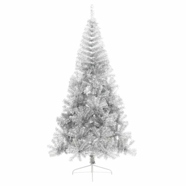 vidaXL &Aacute;rvore de Natal Artificial Pr&eacute;-iluminada Prateado 210 cm PET