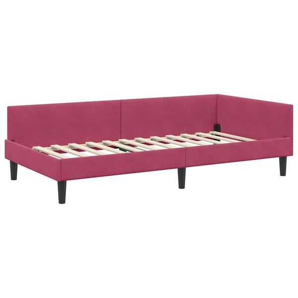 vidaXL Estrutura de Cama de Canto Vinho Vermelho 90 cm x 190 cm Veludo