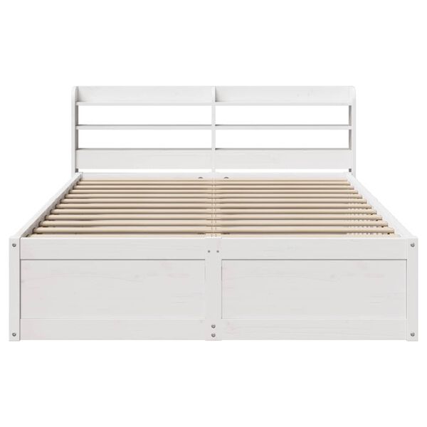 vidaXL Estrutura cama c/ cabeceira 120x190 cm pinho maci&ccedil;o branco