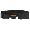 vidaXL 11 pcs conjunto sof&aacute;s de jardim c/ almofad&otilde;es vime PE preto