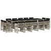 vidaXL 15 pcs conj. jantar jardim c/ almofad&otilde;es vime PE cinzento-claro