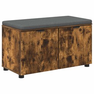vidaXL Banco de Hall com almofada Carvalho Fumado 80 x 38 x 46 cm
