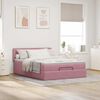 vidaXL Estrutura de cama otomana com colch&atilde;o 140x190 cm veludo rosa
