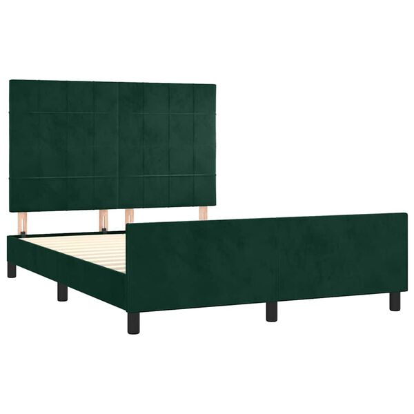 vidaXL Estrutura de cama sem colch&atilde;o 140x200 cm veludo verde-escuro