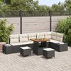 vidaXL Conjunto de Sof&aacute; de Jardim com almofada 9 pcs Preto vime PE
