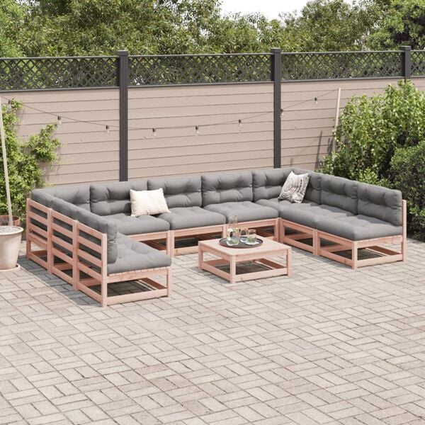 vidaXL 10 pcs conjunto sof&aacute;s jardim madeira abeto-de-douglas