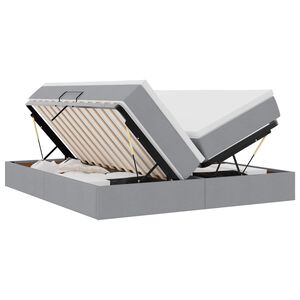 vidaXL Cama com arruma&ccedil;&atilde;o e colch&atilde;o Cinzento-claro 200 x 200 cm