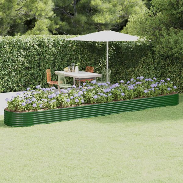vidaXL Canteiro elevado jardim 544x100x36 cm a&ccedil;o galvanizado verde