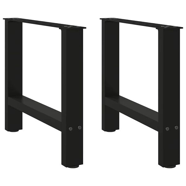 vidaXL Pés para mesa de centro pretos 2 peças 50x(42-43) cm aço