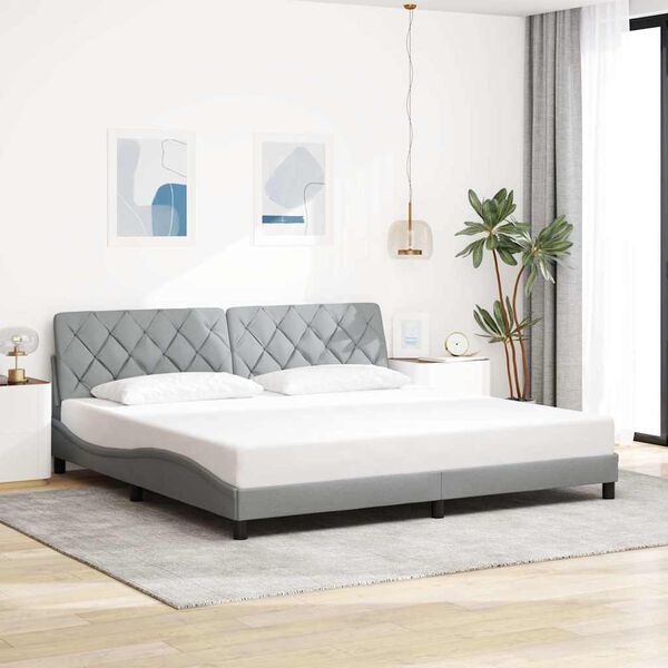 vidaXL Estrutura de cama sem colch&atilde;o 200x200 cm tecido cinzento-claro