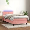 vidaXL Cama box spring c/ colch&atilde;o/LED 90x190 cm veludo rosa