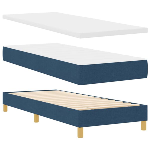 vidaXL Cama com Estrado com colch&atilde;o Azul 80 x 200 cm tecido