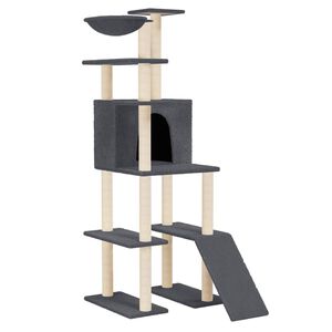 vidaXL &Aacute;rvore p/ gatos c/ postes arranhadores sisal 166cm cinza-escuro