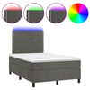 vidaXL Cama box spring colch&atilde;o LED 120x190cm couro artif. cinza-escuro