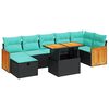 vidaXL 8 pcs conjunto sof&aacute;s jardim almofad&otilde;es vime PE/ac&aacute;cia cinzento