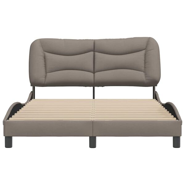 vidaXL Estrutura de cama sem colch&atilde;o Hvar 140x190 cm tecido castanho-acinzentado