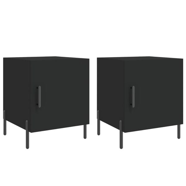 vidaXL Mesa de cabeceira 2 pcs 40x40x50 cm derivados de madeira preto