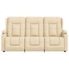 vidaXL Poltrona massagem 3 lug. reclin. c/ suportes copo tecido creme