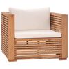 vidaXL 7 pcs conjunto lounge jardim + almofad&otilde;es cor creme teca maci&ccedil;a