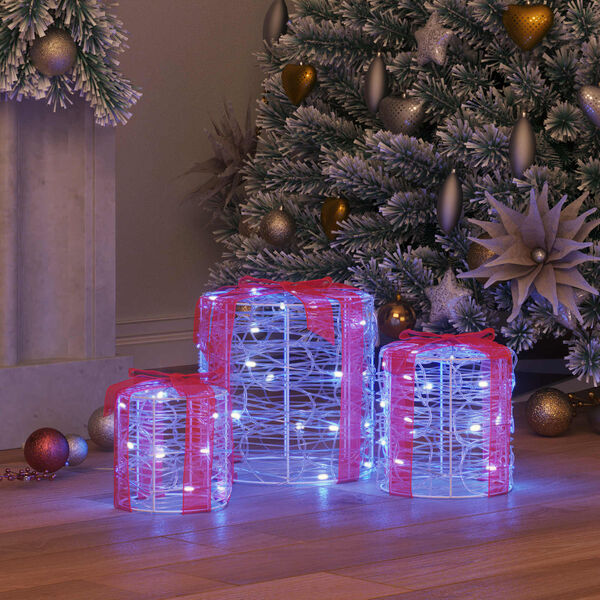 vidaXL Decora&ccedil;&atilde;o Caixa de Presente 3 pcs Azul 20 x 20 x 21 cm Acr&iacute;lo