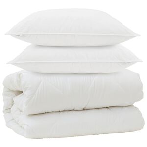 vidaXL Duvet com Travesseiros com travesseiro 3 pcs Branco Microfibra