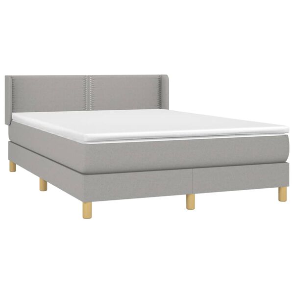 vidaXL Cama com molas/colch&atilde;o 140x190 cm tecido cinzento-claro