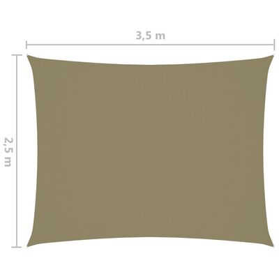 vidaXL Para-sol tecido oxford retangular 2,5x3,5 m bege