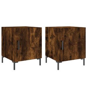 vidaXL Mesa cabeceira 2pcs 40x40x50cm derivado madeira carvalho fumado