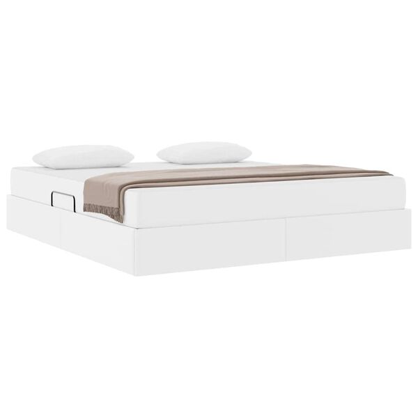 vidaXL Cama com arruma&ccedil;&atilde;o e colch&atilde;o com colch&atilde;o 2 pcs Branco Couro