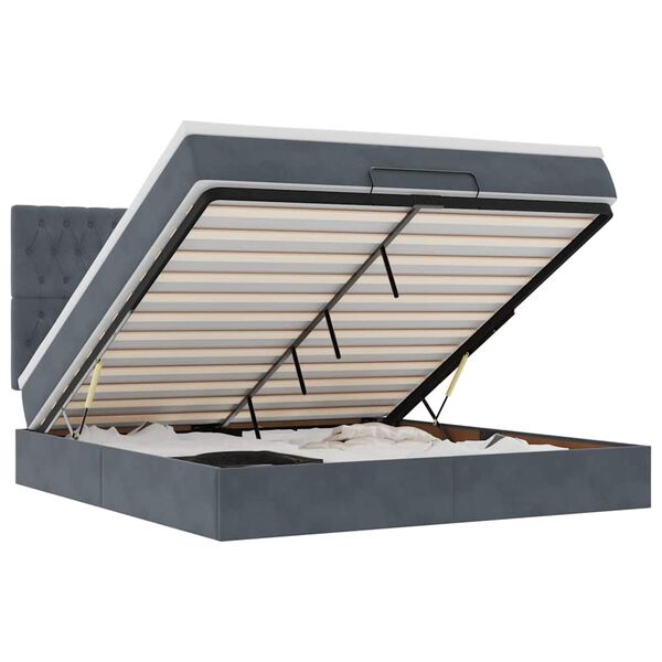 vidaXL Estrutura cama otomana colch&otilde;es 180x200 cm cinzento escuro