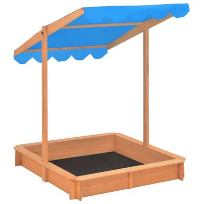 vidaXL Caixa de areia com telhado ajustável madeira abeto UV50 azul
