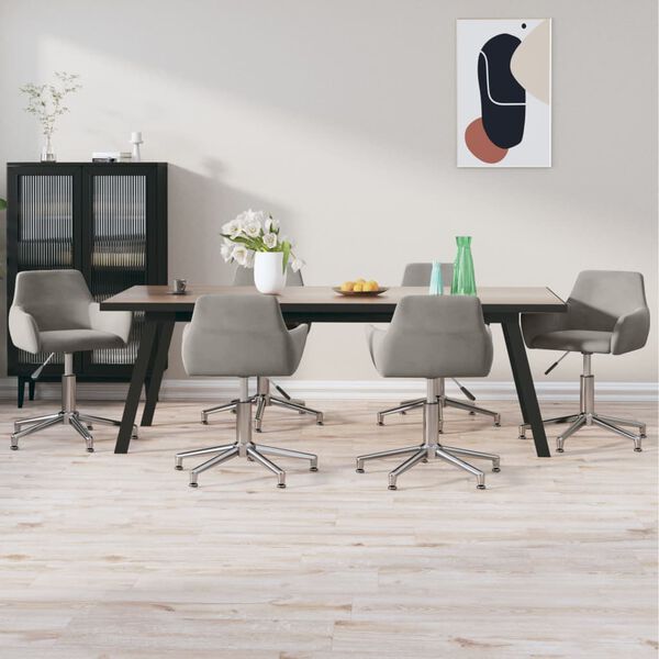 vidaXL Cadeiras de jantar girat&oacute;rias 6 pcs veludo cinzento-claro