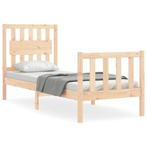 vidaXL Estrutura cama de solteiro pequena c/ cabeceira madeira maci&ccedil;a