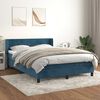 vidaXL Cama com molas/colch&atilde;o 140x200 cm veludo azul-escuro