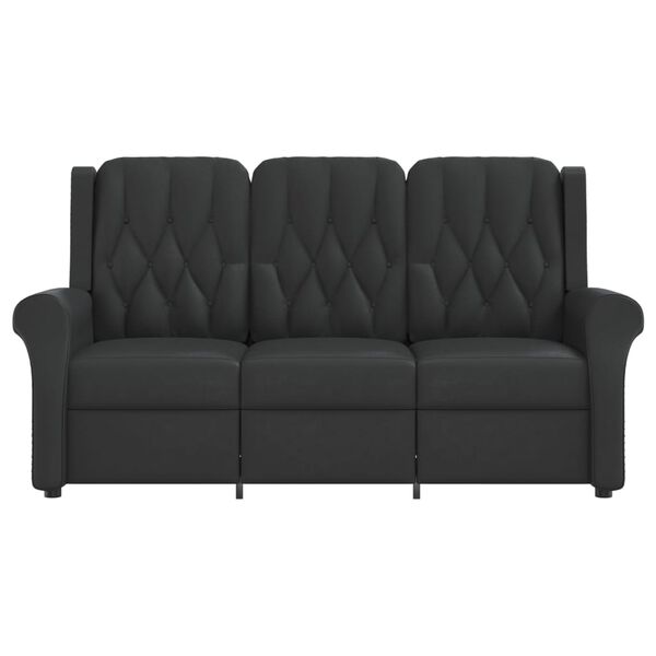 vidaXL Poltrona massagens 3lug. reclinável couro art. preto brilhante