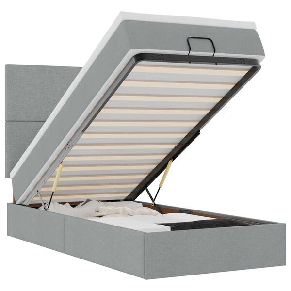 vidaXL Estrutura cama otomana colch&atilde;o 80x200 cm tecido cinzento claro