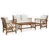 vidaXL 4 pcs conj. lounge jardim c/ almofad&otilde;es madeira ac&aacute;cia maci&ccedil;a