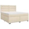vidaXL Cama box spring com colch&atilde;o Creme 140 x 200 cm Tecido